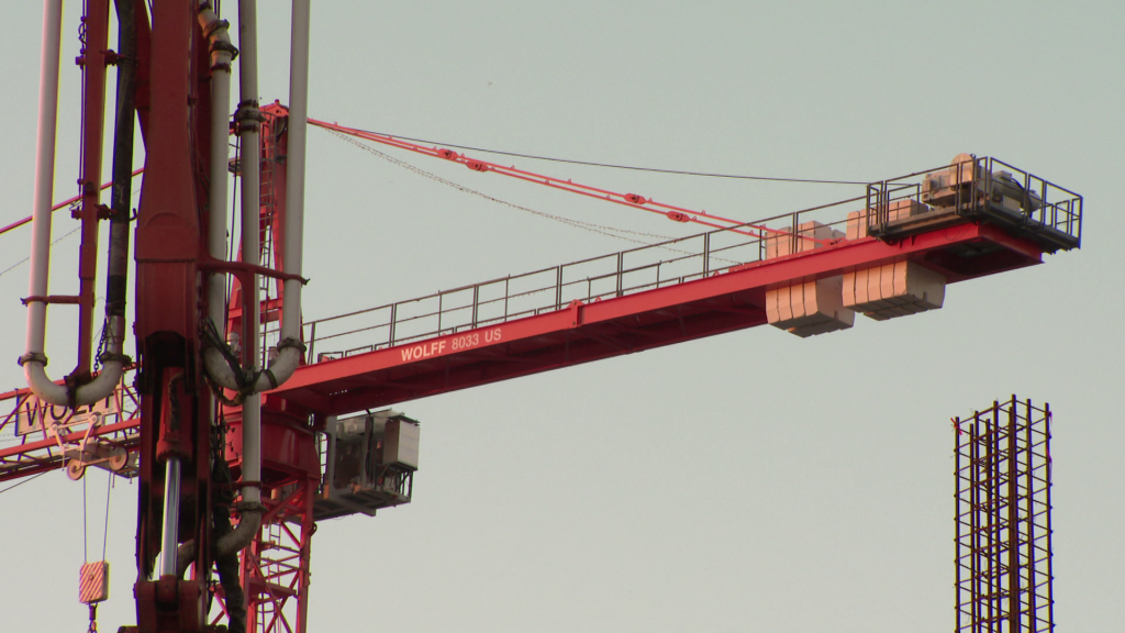 Close up of the upper portion of a construction crane