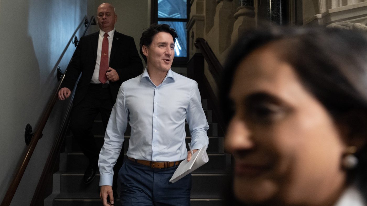 Prime Minister Justin Trudeau makes his way to caucus on Parliament Hill in Ottawa on Oct. 23, 2024