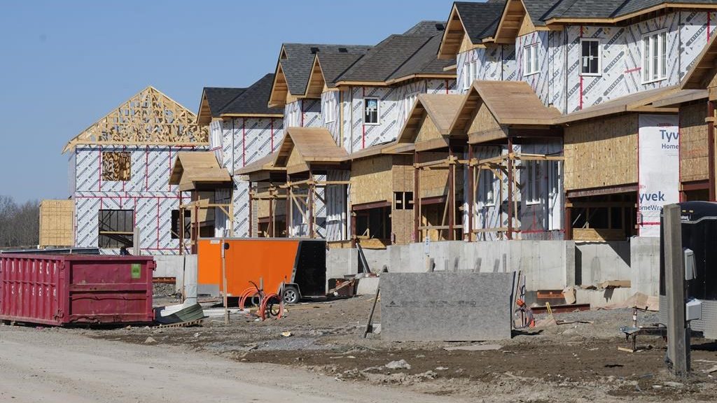 A new housing development is shown in Belleville, Ont.