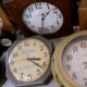 Antique clocks are displayed at the Electric Time Company