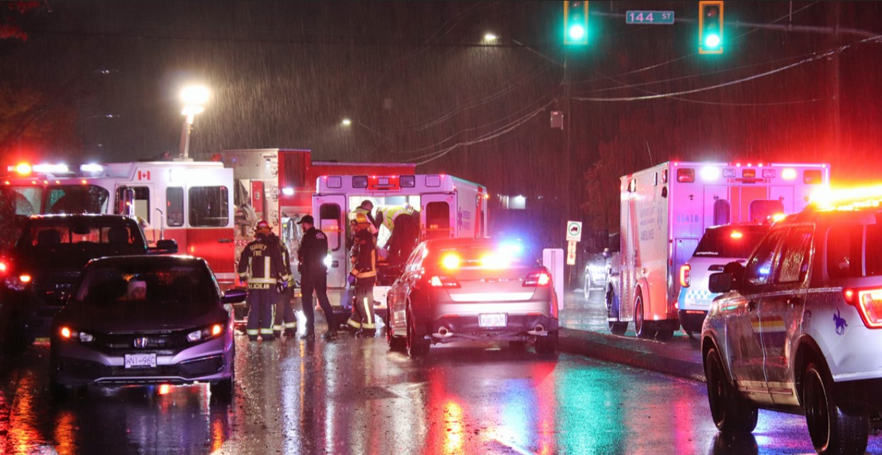 The Surrey RCMP says a pedestrian was struck by a pickup truck Friday evening in the area of 88th Avenue near 144th Street.