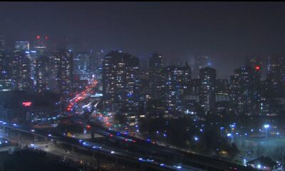 Fog is seen settling over Downtown Vancouver on Monday December 2, 2024.