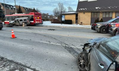 The scene of a collision involving a TTC bus on Weston Road on January 20, 2024. (Giancarlo DeSantis/CITYNEWS)