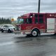 Emergency vehicles block the entrance to the Parkland refinery in Burnaby near Confederation Park after a fire at the refinery cloaked Vancouver in a foul odour.