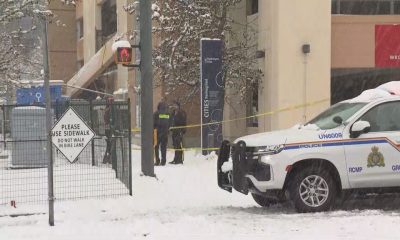 A car crashed through the second storey of a parkade building at UBC on Wednesday, Jan. 17, 2024, falling to the ground below