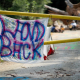 A Land Back sign at the Fairy Creek Blockade on Vancouver Island.