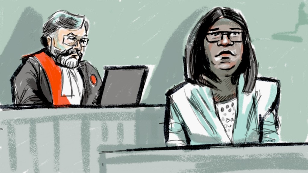 Courtroom drawing of Cindy Ali