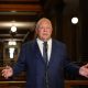 Ontario Premier Doug Ford speaks to journalists at the Queen's Park Legislature