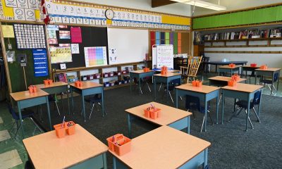 An empty classroom is shown in Toronto