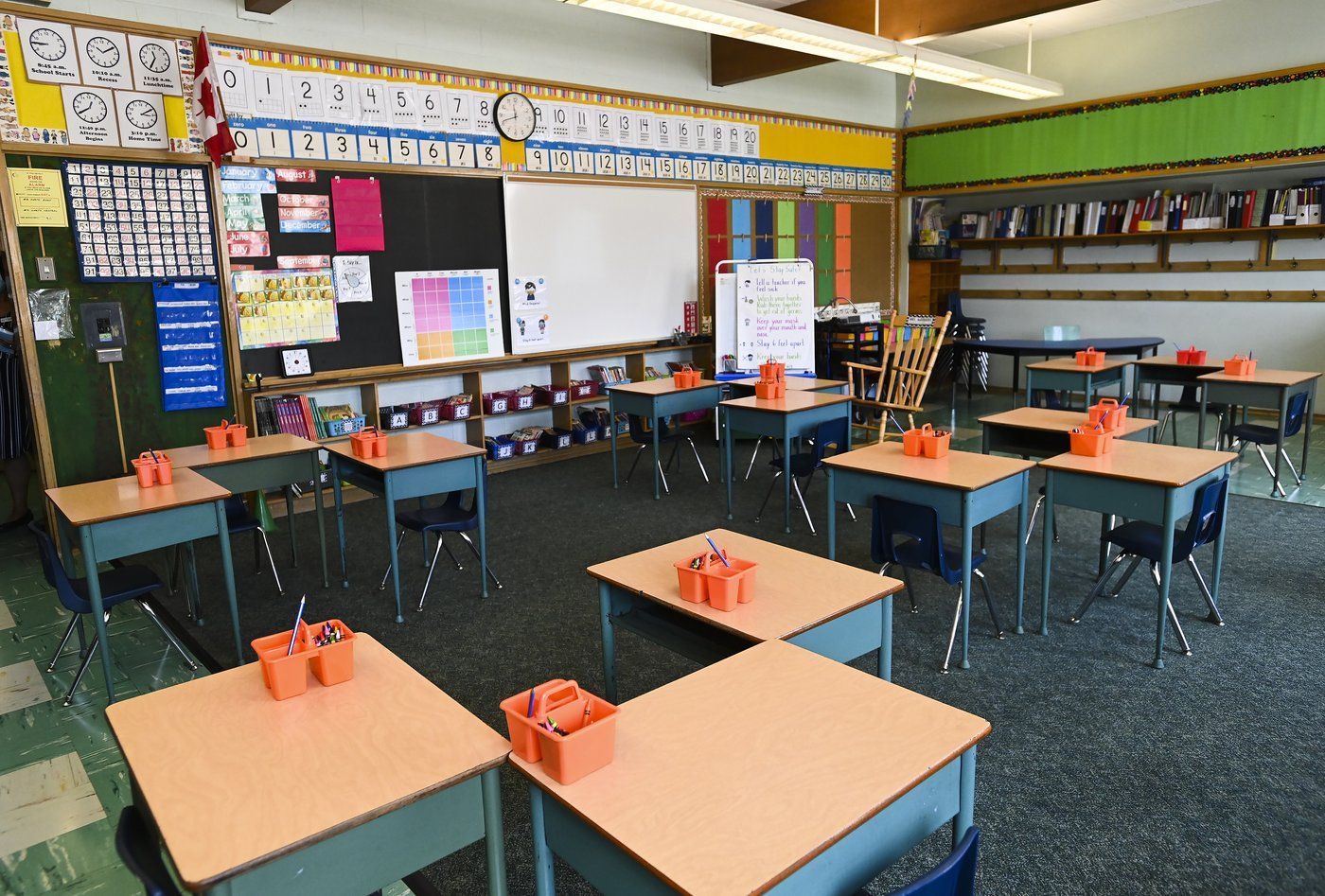 An empty classroom is shown in Toronto