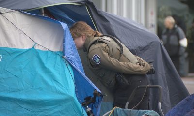 Oppenheimer Park on Jan. 10, 2024, as Vancouver Park Rangers decamp the area for a second day.