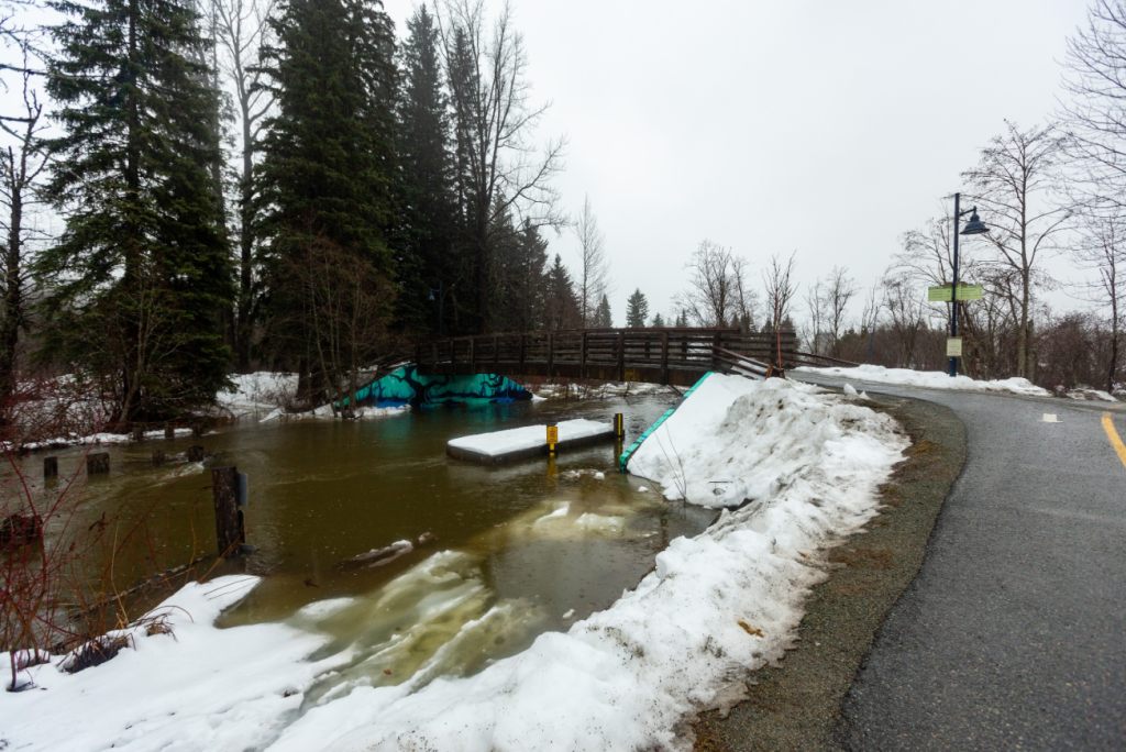 Flooding is seen in Whistler on Jan. 30, 2024.