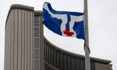 City of Toronto flag flies outside City Hall