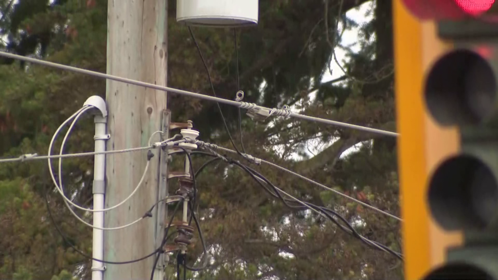 A BC Hydro pole in Metro Vancouver in 2022.