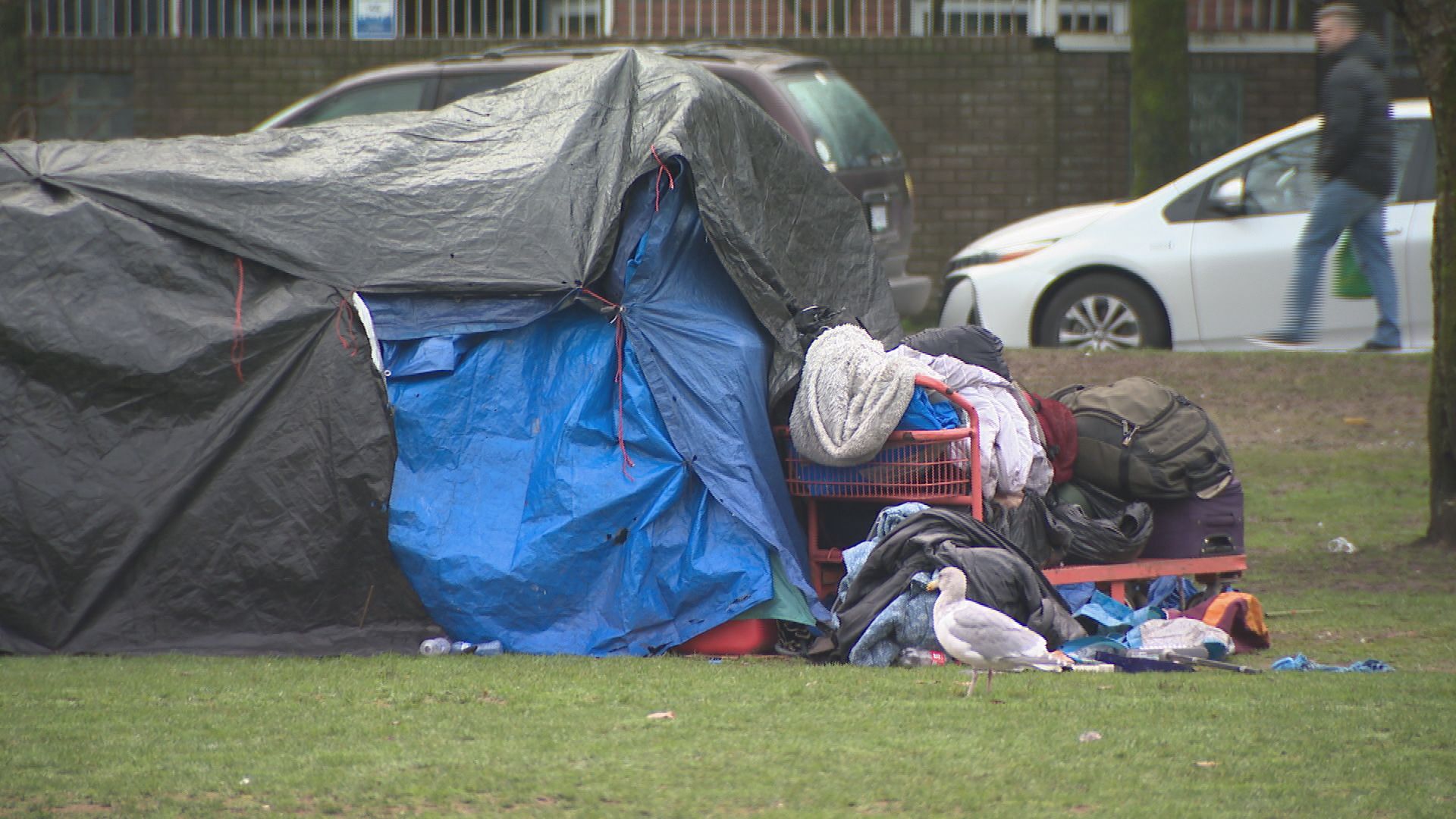 Oppenheimer Park on Jan. 10, 2024, as Vancouver Park Rangers decamp the area for a second day.