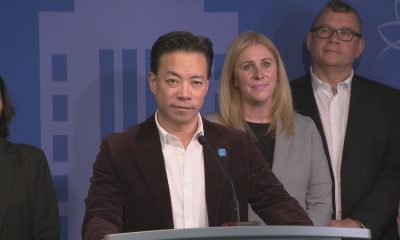 Vancouver Mayor Ken Sim speaks from City Hall on Wednesday December 6, 2023.