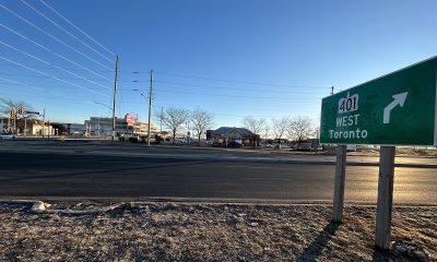 Thickson Road South in Whitby is seen next to a HIghway 401 ramp.