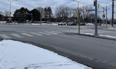 Two vehicles and three pedestrians have been involved in a collision in Mississauga on February 19, 2024. (Arthur Pressick/CITYNEWS)