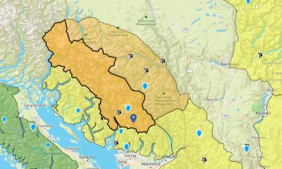 Avalanche risk map for Feb. 17, 2024. The orange areas show where the risk is 'considerable.'