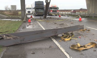 112 Street overpass on Highway 99 after being struck by a semi-truck and trailer