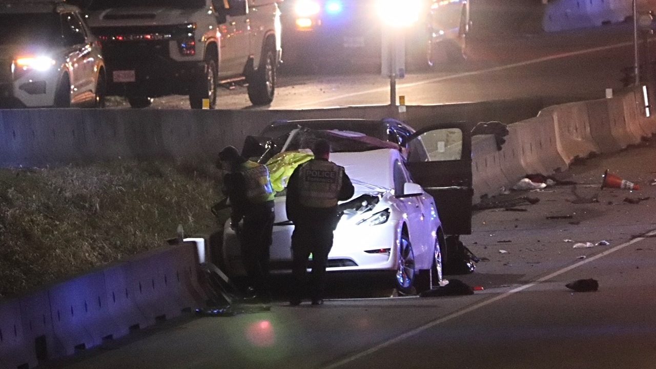 RCMP investigate a fatal collision near Sprott Street in Burnaby along Highway 1