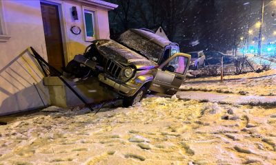 Four people were taken to hospital after an SUV crashed into a home in Rexdale.