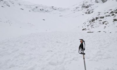 This photo provided by Mount Washington Avalanche Center shows the aftermath of an avalanche on Mount Washington on Saturday, Feb. 25, 2023, in N.H