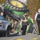 A tractor travelling on Highway 1 hit a police cruiser on Nov. 25, 2023, causing the tractor to roll over, according to Surrey RCMP