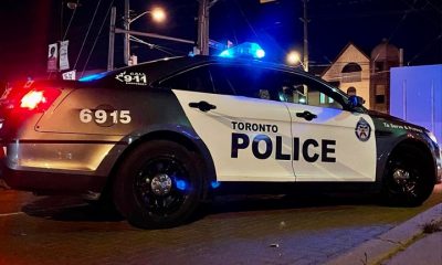 A Toronto Police Service cruiser is seen at night