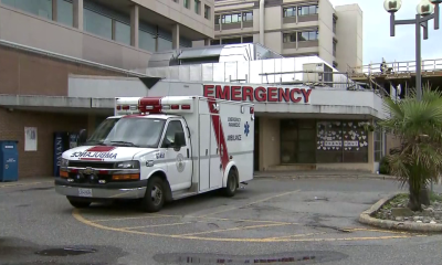 An ambulance is seen outside of Peace Arch Hospital in White Rock, B.C.