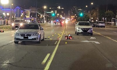 SIU evidence photo showing two vehicles at the scene where a 14-year-old was struck by a vehicle while fleeing police from Canada's Wonderland