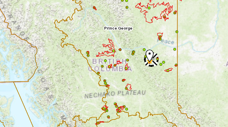 A small, out-of-control wildfire has broken out in a forested area near Chetwynd, in B.C.'s Peace River region.