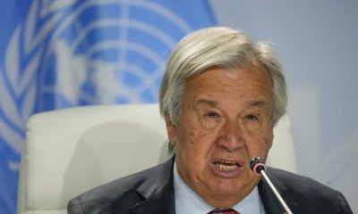 United Nations General Secretary António Guterres addresses a news conference during the BRICS summit in Johannesburg, South Africa, on Aug. 24, 2023.