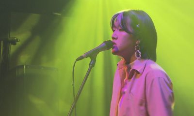 A member of the band Ramen Fog sings onstage at the Fox Cabaret.