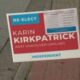 A campaign sign for Karen Kirkpatrick, the one-term MLA who had been a shadow critic for the BC United and ran in the Oct. 19, 2024, election as an Independent.