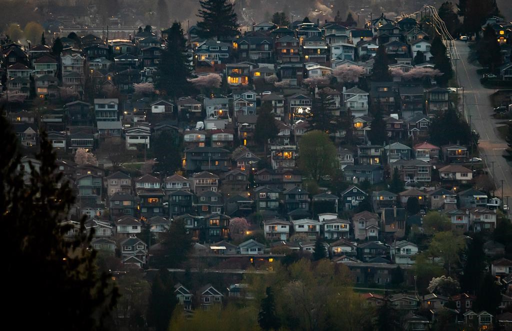 Houses are seen on a hillside in Burnaby,