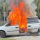 A van was seen on fire outside Vancouver City Hall Oct. 6, 2024. Vancouver Fire Rescue tells CityNews the fire appears to have been intentionally set.