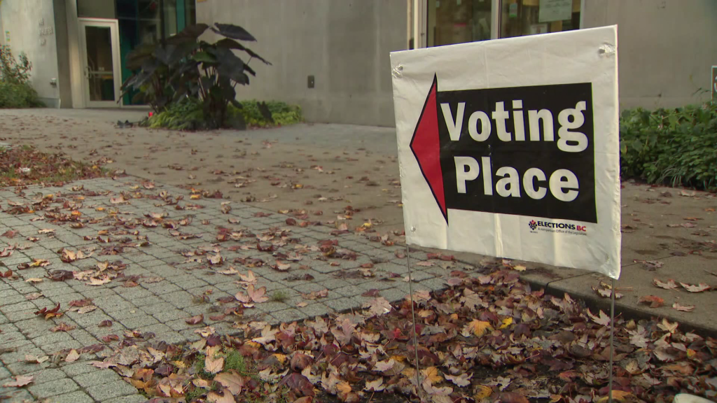 A sign indicating a voting place