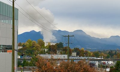 View from the East Vancouver garage fire from Grandview Highway near Boundary Road. (Courtesy Matthew Le Page)