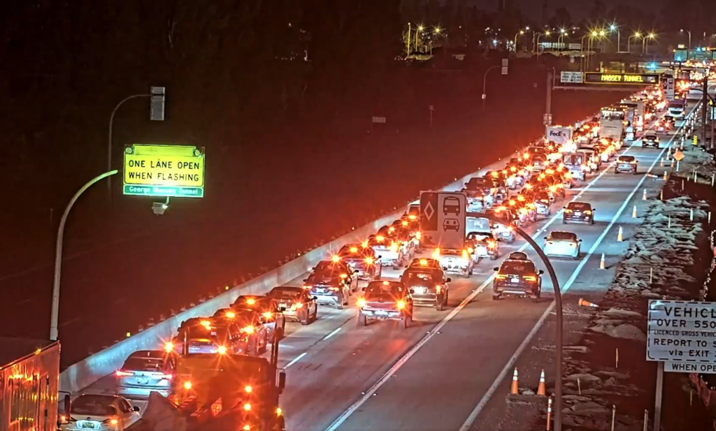 CCTV image of traffic outside the George Massey Tunnel