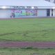 Damage is seen in the grass outside Templeton Park Pool in Vancouver on Sunday October 6, 2024.