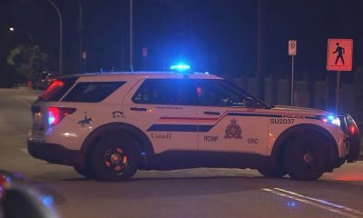 A Surrey RCMP cruiser flashing its lights