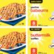 English and French product images for No Name blueberry and buttermilk waffles are shown in this undated handout image