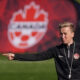 Canada coach Bev Priestman gestures during a training session ahead of the FIFA Women's World Cup