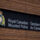 The RCMP logo is seen outside Royal Canadian Mounted Police "E"