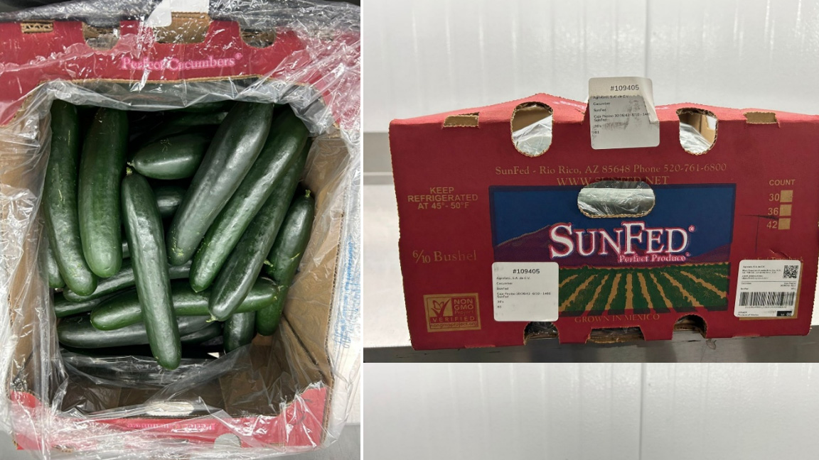 Photo of cucumbers recalled by SunFed