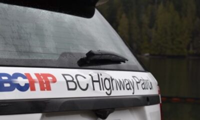 The back of a BC Highway Patrol cruiser.