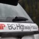 The back of a BC Highway Patrol cruiser.