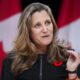 Deputy Prime Minister and Minister of Finance Chrystia Freeland holds a press conference in Ottawa on Nov. 6, 2024