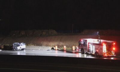 A multi-vehicle crash closed Highway 1 in Burnaby on Tuesday, Nov. 12. (Credit Shane MacKichan)